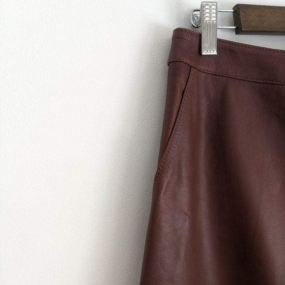 HALOGEN® A-Line Leather Skirt, Brown, 8 - Picture 6 of 11